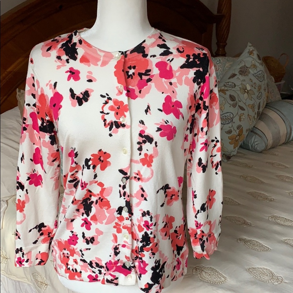 Charter Club Floral Cardigan Sweater size M